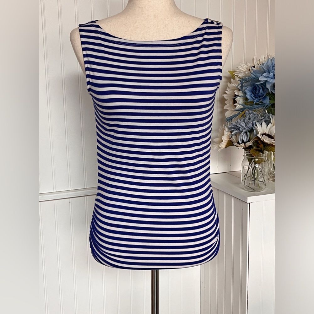 Blue & White Striped Top – Small